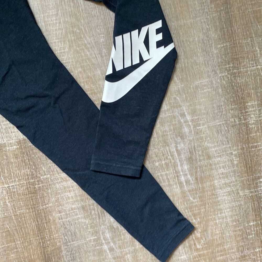 Y2K Vintage NIKE Swoosh Logo Leggings Dark Gray Womens Small Midrise 7/8 Run Gym - Picture 4 of 10